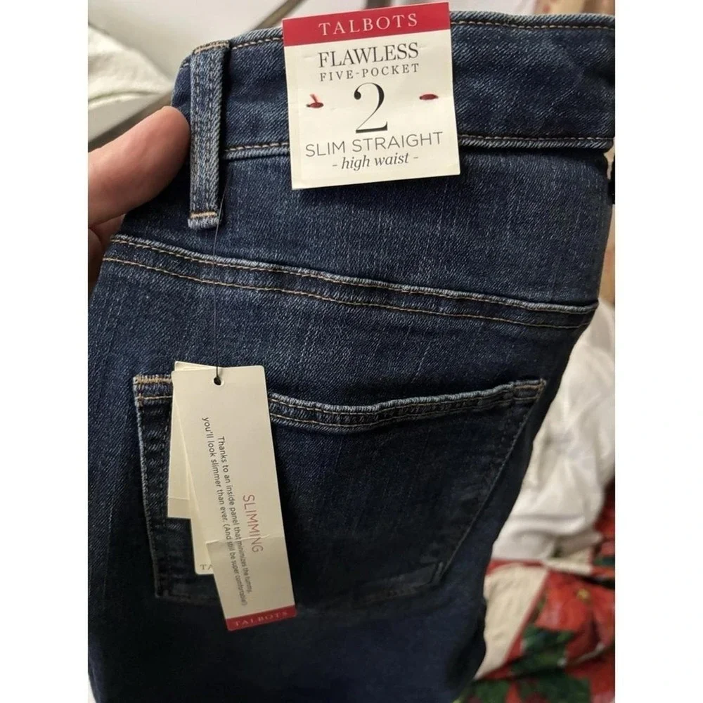 Talbots jeans womens size 2 high waist straight leg blue denim